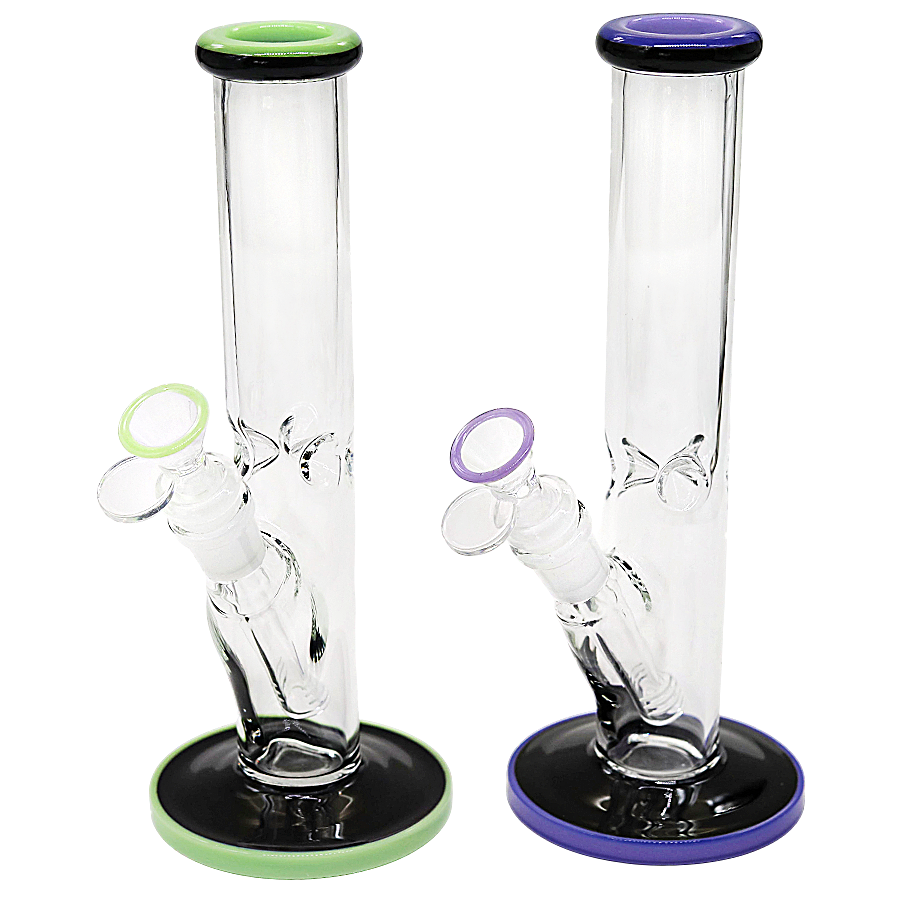 Slyme Top And Base Clear Body Straight Waterpipe (ES25215-10) | 10 inches | Assorted Colors product image